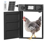 MASTERFUN Grande Taille Porte Poulailler Automatique Solaire avec 7W Panneaux Solaires, Écran LCD, Porte Automatique Poulailler en Aluminium avec Capteur de Lumière, Minuterie, Fonction Anti-pincement