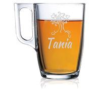 MASTERLASER3.0 Tasses à thé Personnalisées Deux Mug pour thé en verre trempé personnalisables avec nom, date et caratters différents