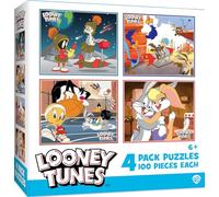 MasterPieces Lot de 4 puzzles de 100 pièces pour enfants - Looney Tunes - 20,3 x 25,4 cm