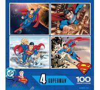 MasterPieces Lot de 4 puzzles de 100 pièces pour enfants - Superman - 20,3 x 25,4 cm