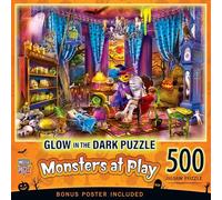 MasterPieces Puzzle d'Halloween phosphorescent de 500 pièces - Monstres en jeu - 38,1 x 53,3 cm