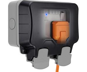 Masterplug BG Double prise électrique étanche extérieure commutée avec répéteur Wi-Fi IP66 13 A