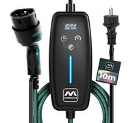 Masterplug Chargeur de Voiture électrique Type 2, câble de Charge de véhicule électrique Portable avec Prise Schuko UE, écran LCD, Mode 2, 10 m, 3,6 KW, 16 A, EVCM221610G/EU