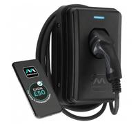 Masterplug Chargeur mural intelligent VE pour véhicules électriques et hybrides de type 2, avec câble fixe de 5 m, mode 3, contrôle par application, charge solaire, monophasé, noir, IP65, 7,4 kW, 32 A
