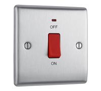 Masterplug Nbs74 45a Brushed Steel 2-Pole Switch With Indicator Light