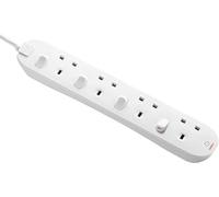 Masterplug Rallonge 4 Prises avec interrupteurs individuels Blanc 2 m