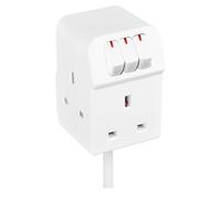 Masterplug SWG3210C-MP Rallonge à Trois Prises avec interrupteurs individuels, 13 A, Blanc, 6,5 x 25,2 x 18,2 cm