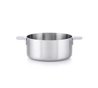 MasterPRO Alessi Bones - Casserole de 24 cm - Fabriquée en Acier Inoxydable - Finition Intérieure et Extérieure Mate - Corps Droit et Poignée Longue en Fonte Creuse Soudée - Convient pour Induction