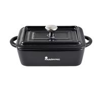 MasterPro Cook & Grifería - Casserole rectangulaire avec couvercle de 15,8 x 9 x 4,5/6,3 cm, fabriquée en céramique, Antiadhérente, Passe au four et au lave-vaisselle, Noir