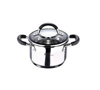 MasterPro Foodies Casserole en acier inoxydable 1,8 l 16 x 10 cm Revêtement anti-adhérent Manche ergonomique Compatible avec tous types de plaques dont induction, sans toxiques