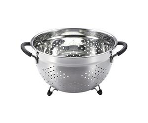 MasterPro Foodies | Égouttoir de cuisine avec poignées et pieds en silicone | 24 cm de diamètre | En acier inoxydable | Très résistant et facile à nettoyer | Égouttoir rapide