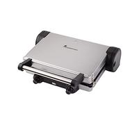 MasterPro Foodies - Gril de contact pour sandwich, 2 plaques amovibles, antiadhésif, réglage de la température, système de collecte d'huile, bbarbecue de table pliable à 180° et vertical, 2100 W
