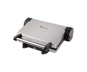 MasterPro Foodies - Gril de contact pour sandwich, 2 plaques amovibles, antiadhésif, réglage de la température, système de collecte d'huile, bbarbecue de table pliable à 180° et vertical, 2100 W