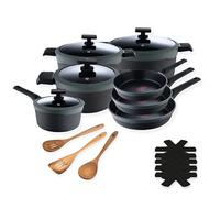 Masterpro Collection Batterie de cuisine Gastro Reeco – fonte alu, 3 poêles 28/24/20 cm, louche 16cm