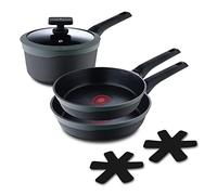 MasterPRO Gastro Reeco | Set de 5 pièces | 3 poêles antiadhésives de 20, 24 et 28 cm et Casserole de 16 cm avec couvercle| Indicateur de température | Aluminium moulé recyclé