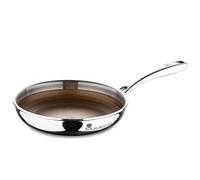 MasterPRO Giro 3 - Poêle de 20 x 3,8 cm en acier inoxydable, anti-adhérent, manche ergonomique adapté à l'induction, sans substances toxiques, sans PFOA, Détails en doré