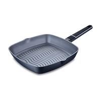 MasterPRO Indigo | Poêle grill de 28 cm de côté et de 5,5 cm de hauteur | Fonte d'aluminium | Revêtement extrêmement antiadhésif | Manche Soft Touch | Tous types de plaques