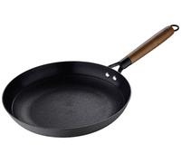 MasterPRO Odin - Poêle à frire en fer forgé de 28 cm, antiadhésive en céramique renforcée, poignée ergonomique en bois d'acacia, compatible avec l'induction et le four, sans produits toxiques