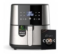 MasterPRO ROCKET 600 - Friteuse à air chaud 6L SANS PFAS 1800W 6L avec revêtement céramique CERATECH - Ecran tactile LED - Thermostat de 80-200°C - Panier amovible - Boîtier en acier inoxydable