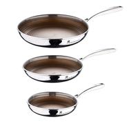 MasterPro Set de 3 poêles 20+24+28cm multicouche en acier antiadhésif pour induction avec poignée ergonomique ligne Giro3 Gold