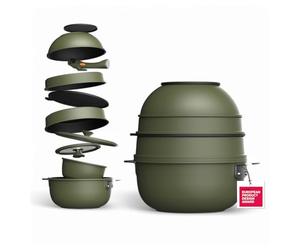 MasterPRO SHARE & PLAY | Ensemble de 10 ustensiles de cuisine empilables | Manche amovible | Peu encombrant | Fonte d'aluminium | Revêtement antiadhésif CERATECH