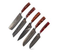 MasterPRO Tetsu | Couteaux de cuisine | Ensemble complet de 5 couteaux japonais | Parfait pour couper tous les types d'aliments | Cuisine Professionnelle | Avec revêtement en titane et manche en bois