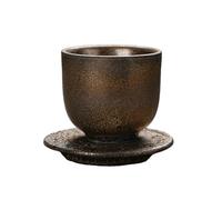 Master's Cup of Ceramic Kung Fu Tea with rough Pottery Rust Glaze-Straight Cup with coasters