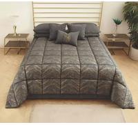 Masters House Couette d'hiver 320 g en velours chaud gris avec effet or modèle Vénus, rembourrage chaud et doux, élégant, fabriquée en Italie