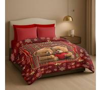 Masters House Couette d'hiver pour lit double impression numérique HD 4K en microfibre hypoallergénique, rembourrage chaud et doux, design de Noël élégant, fabriqué en Italie (ours)