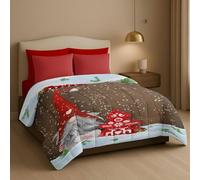 Masters House Couette d'hiver pour lit double impression numérique HD 4K en microfibre hypoallergénique, rembourrage chaud et doux, design de Noël élégant, fabriqué en Italie (Elfe2)