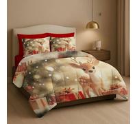 Masters House Couette d'hiver pour lit double impression numérique HD 4K en microfibre hypoallergénique, rembourrage chaud et doux, design de Noël élégant, fabriqué en Italie