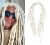 Masters of Asia Lot de 15 extensions pour dreadlocks, 100 % laine de mouton, longueur 120 cm, faites à la main (blanc)