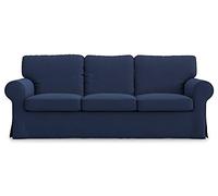 MASTERS OF COVERS Housse de canapé 3 Place pour IKEA Ektorp, Bleu Housse de canapé Ektorp Protege canape en Coton, Ektorp 3er Couvre canapé, 218x88x88cm