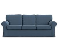 MASTERS OF COVERS Housse de canapé 3 Place pour IKEA Ektorp, Lac Bleu Housse de canapé Ektorp Protege canape en Coton, Ektorp 3er Couvre canapé, 218x88x88cm