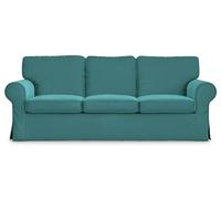 MASTERS OF COVERS Housse de canapé compatible avec canapé 3 places IKEA Ektorp - Housse de rechange fabriquée à la main - 218 x 88 x 88 cm (velours de qualité supérieure, vert lagon)
