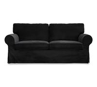 MASTERS OF COVERS Housse de canapé Compatible avec canapé IKEA Ektorp 2 Places, Housse de Rechange, fabriquée à la Main, 100% Coton (Noir, Velours)