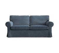 MASTERS OF COVERS - Housse de canapé Compatible avec canapé IKEA Ektorp 2 Places, Housse de Rechange, Faite à la Main, 100% Coton (Bleu Gris, Corduroy)