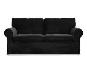 MASTERS OF COVERS Housse de canapé Compatible avec canapé IKEA Ektorp 2 Places, Housse de Rechange, fabriquée à la Main, 100% Coton (Noir, Velours)