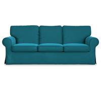 Masters of Covers Housse de canapé compatible avec canapé IKEA Ektorp 3 places, housse de rechange faite à la main, 218 x 88 x 88 cm (velours, bleu pétrole)