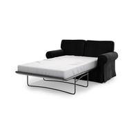 MASTERS OF COVERS Housse de canapé-lit compatible avec IKEA Ektorp 2 places Housse de rechange, fabriquée à la main, 197 x 90 x 88 cm, en velours, noir
