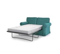 MASTERS OF COVERS Housse de canapé-lit Ektorp 2 places, fabriquée à la main, 197 x 90 x 88 cm, velours de qualité supérieure, vert lagon