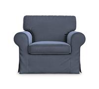 MASTERS OF COVERS Housse de fauteuil compatible avec le fauteuil Ektorp d'IKEA, housse de rechange, faite à la main, 104 cm x 88 cm x 88 cm (velours premium, bleu minuit)