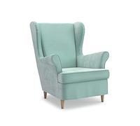 MASTERS OF COVERS Housse de Rechange Compatible avec Fauteuil IKEA Strandmon, Fauteuil Housse, Oreilles Housse, 82 x 96 x 101 cm, Menthe, Velours