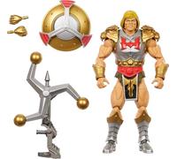 Masters of the Universe Figurine articulée de 18 cm, jouet Musclor Masters of the Universe New Eternia avec arme poings volants, arme et bouclier tournoyants, 30 articulations, JBP75