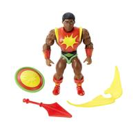 Mattel Figurine Sun-Man Maîtres de l'Univers Origins, 16 points d'articulation, 14 cm, mini-comic