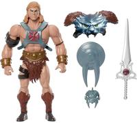 Masters of the Universe X Cosmocats Figurine articulée Musclor de 14 cm inspirée des années 80 avec armure amovible, épée, bouclier et mini-bande dessinée, JFW98