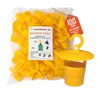 Mastertec Master Trap, 100 Pièces, Piege Frelon Asiatique, Guêpe, Mouche, Drosophila Suzukii et Popilia Japonica, Piege a Mouche Écologique Jaune, Attrape Insecte pour Jardin et Potager, Made in Italy
