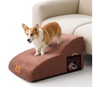 MASTERTOP Escaliers pour Chiens à 2 Marches Étendus en Éponge, Échelle Large pour Animaux de Compagnie, Escaliers Chien Antidérapant pour Animal Âgé/Blessé avec Housse Amovible et Lavable (Marron)