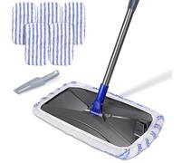 MASTERTOP Grand Balai en Microfibre 42 x 23 CM Rotatif à 180° Vadrouille Serpillière Plate pour Nettoyage de Sol avec Manche Long 127CM pour Bois, Carrelage et Marbre