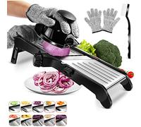 MASTERTOP Mandoline de Cuisine Réglable en Inox, Coupe-Légumes Professionnelle avec Lame Tranchante Intégrée, Mandoline Japonaise Multifonction à Différents Epaisseurs pour Tranche, Julienne et Gaufre